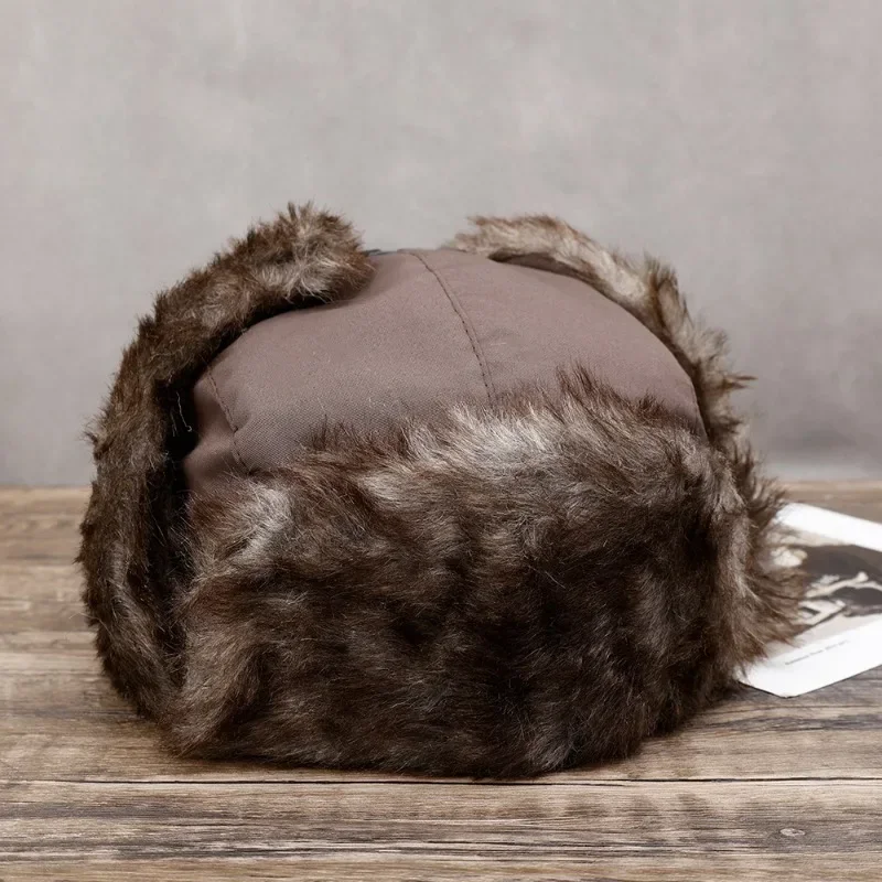 Winter Hat Earflap Hat Faux Fur Hat New Winter Hats for Women Men Faux Fur Bomber Hat Thicken Ear-flapped Caps Outdoor Cycling Windproof Warm Ear Protection Ski Cap