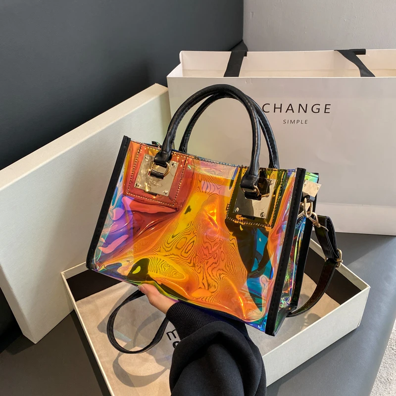 Transparent Clear Purse PVC Shoulder Crossbody Bag 2 in 1 Beach Handbag for Women