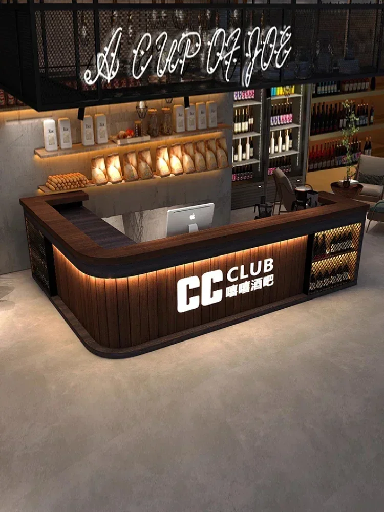 Retro industrial style bar bar restaurant barbecue restaurant cashier reception counter iron art