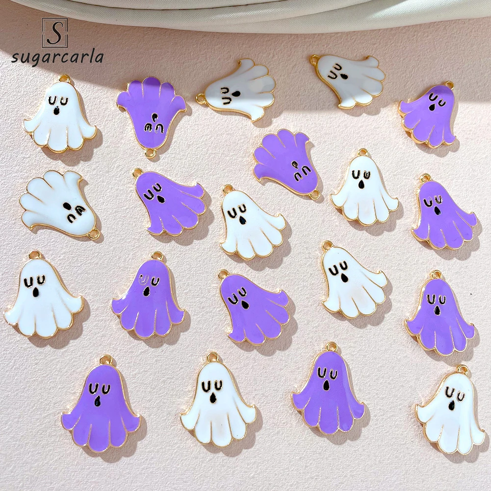 

10 шт. 24*21 мм Красочные Подвески в виде призраков для самостоятельного изготовления ожерелья, серег, подвески из сплава с золотой эмалью, аксессуары для ювелирных изделий