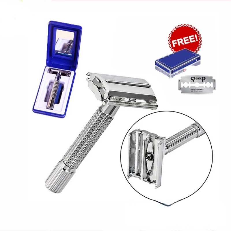 

Classic Men's Safety Razor T-type Razor for Men Traditional Butterfly Double Edge Shaving Razor Chrome Sharp Shaver