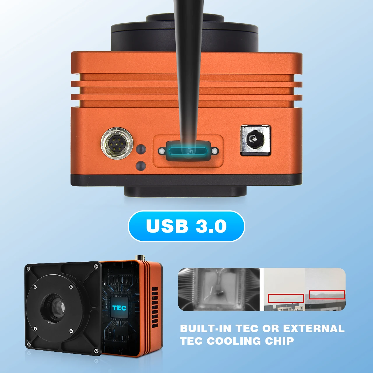 SWIR Imaging Camera para Controle de Qualidade de Alimentos, USB 3.0, Refrigeração VGA, 640x512, IMX991, 400fps