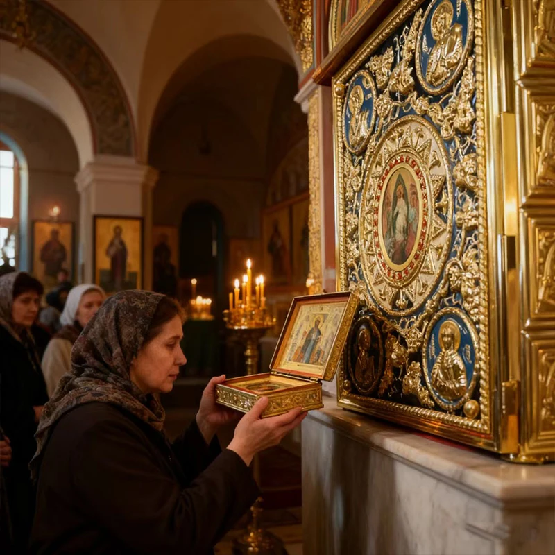 Neu 2026 Orthodoxe Anbetungs-Iconoklastik Gold Blau Emaille Handwerk Ritual-Ornament für Kirchen Stabil und Dick Verformungsfest Geschenk – Detail 6