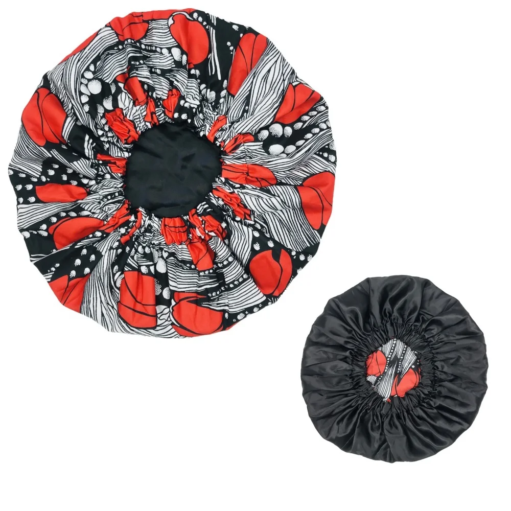 New Extra Large Satin Lined Bonnet Women Big Size Beauty Print Satin Silk Bonnet Sleep Night Cap Head Cover Bonnet Hat Wholesale