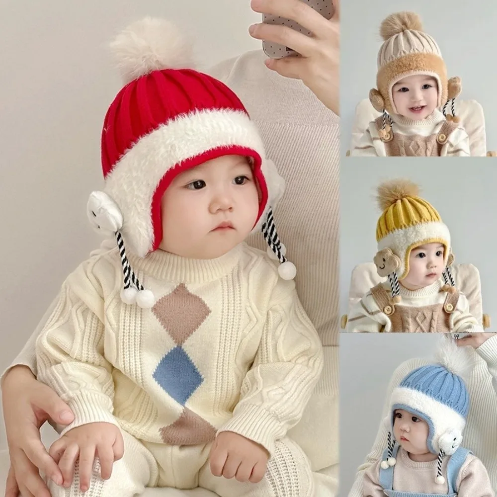 Warm Knitted Bear Hat for Kids Cold Weather