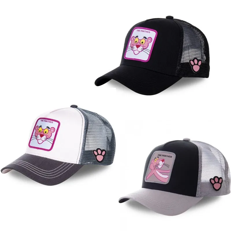 

Anime Summer Button Cotton Sunscreen Baseball Hat New Fashionable Cartoon Pink Panther Hat Couple Net Hat Men Women Kid Gift