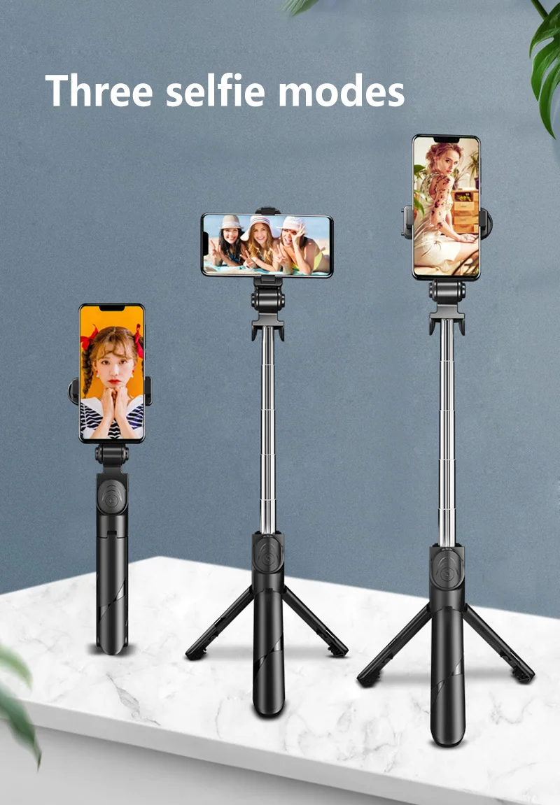 4 in 1 삼각대 폰 스탠드 홀더 회전식 텔레스코픽 휴대용 셀카봉 라이트 삼각대 모노포드 무선 블루투스 리모컨