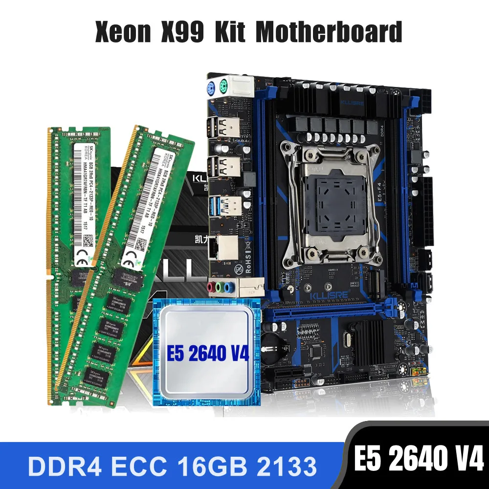  Kllisre X99 Motherboard combo kit set LGA 2011-3 Xeon E5 2640 V4 CPU DDR4 16GB (2PCS 8G) 2133MHz ECC Memory 