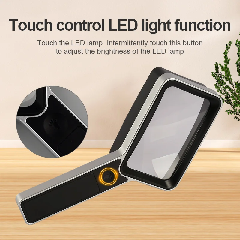 새로운 휴대용 돋보기 5X 접이식 광학 렌즈 돋보기 USB 충전 LED 돋보기(책 읽기용 전원 디스플레이 포함)