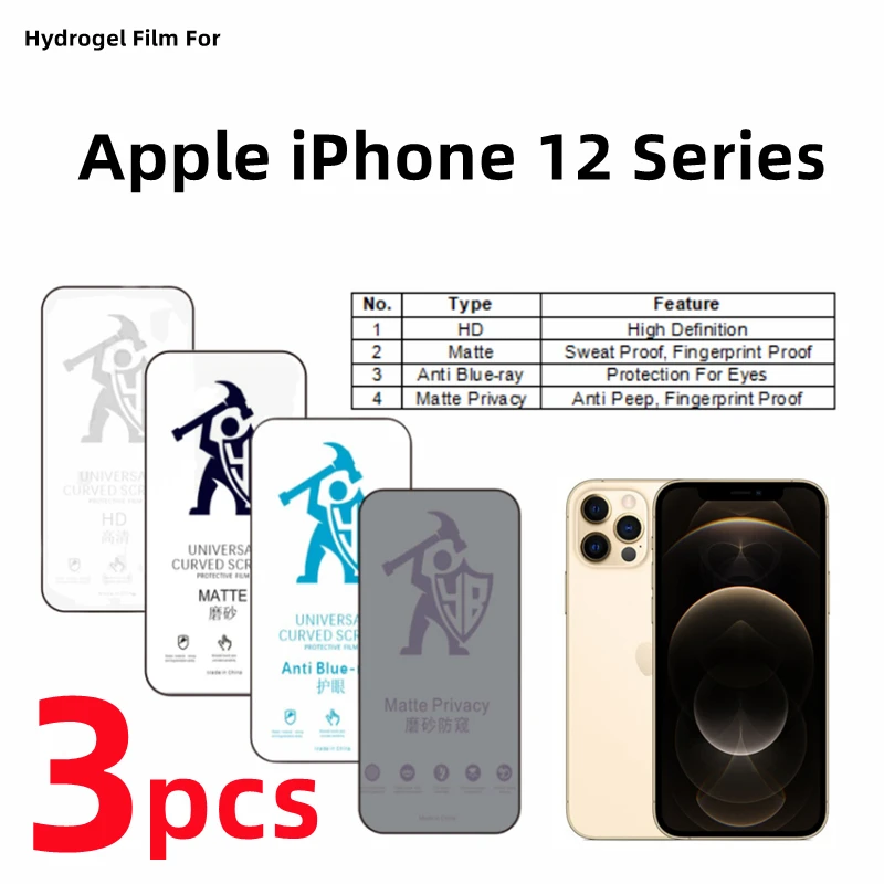

3 шт., Гидрогелевая Защитная пленка для Apple iPhone 12 Pro Max