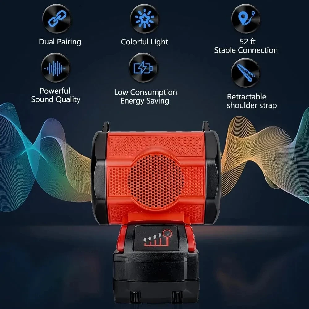 Cordless Portable Bluetooth Speaker Stero Player Loudspeaker Amplifier for Milwa