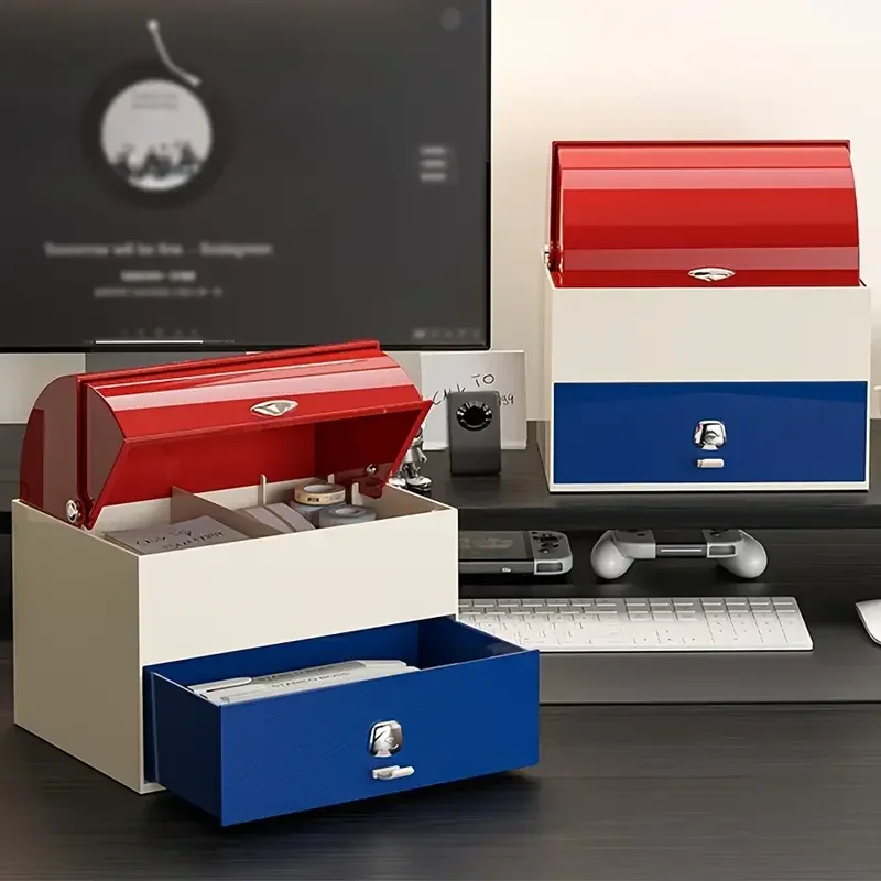 Flip Storage Box Drawer Stationery Organizer Large Capacity Office Accessories Desk Boxes Desktop Plastic School Supplies