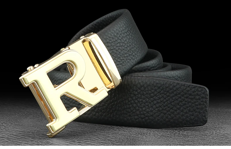 Luxury designer belts men R letter Automatic Buckle high quality grain leather fashion young men brand cintos masculinosZ276