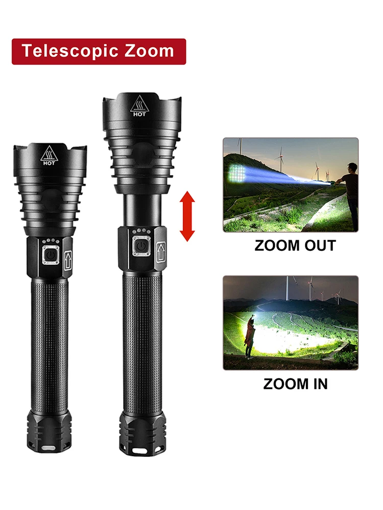 New XHP360 LED Flashlight 18650 Usb Rechargeable High Power Flashlights XHP90 Powerful Torch Light IPX6 Waterproof