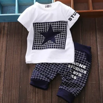 2021 Hot Sale Baby Boy Clothes Summer Children's Clothes Suit T-shirt + Pants Suit Star Print Clothes Newborn Sports Suit 1