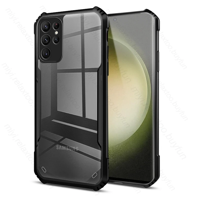 Samung S 23 Ultra Custodia Cover Posteriore In Acrilico Trasparente Con Cornice Morbida Per Samsung Galaxy S23Ultra S23 Ultra 23 Ultra Fotocamera Anti