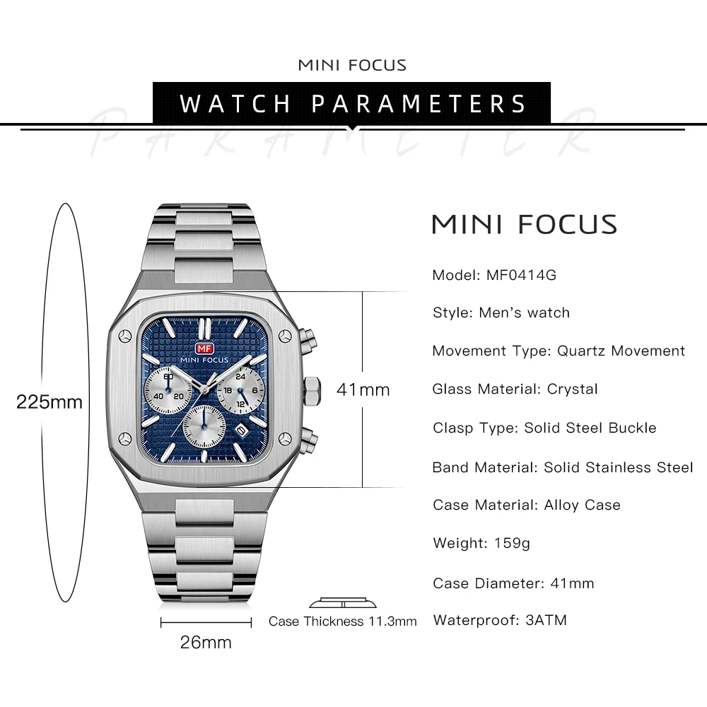 MINI FOCUS Quartz Watch for Men Waterproof_voghion.com