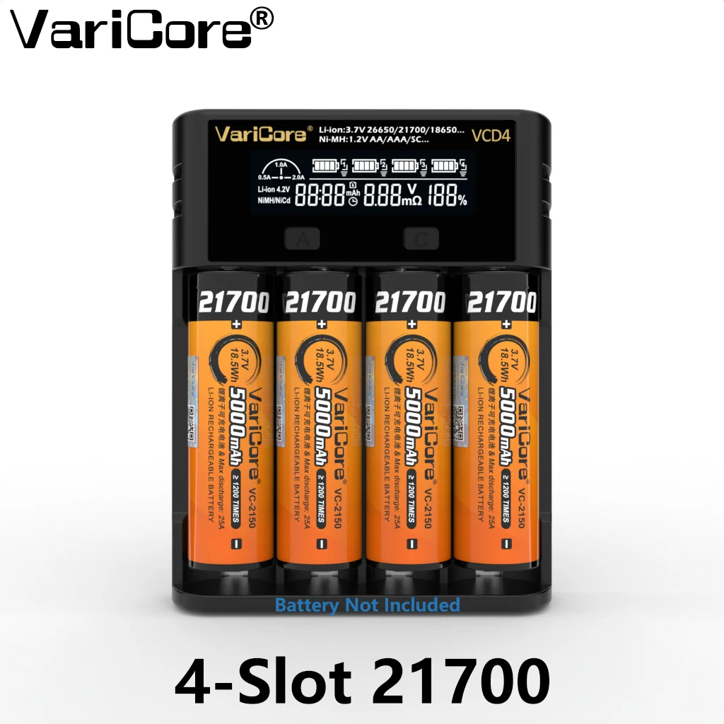 Battery Charger Varicore 18650 VCD4 for NiMH Li-ion 3.7V 1.2V 26650 26700 14500 26700 18350 21700 AA AAA