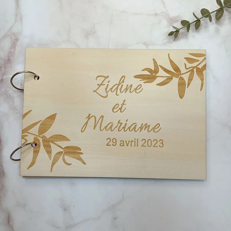 Personalized Wooden Wedding Guestbook Name and Date Country Wedding Album Mothers Day Gift Baby Shower Decorations