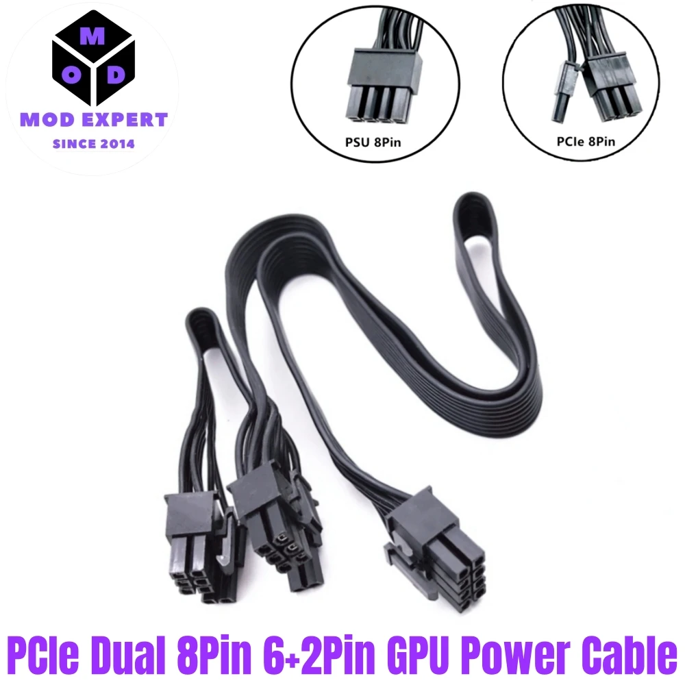 8Pin to PCIe Dual 8Pin 6+2Pin Flat Wire, GPU Power Cable for Corsair ...