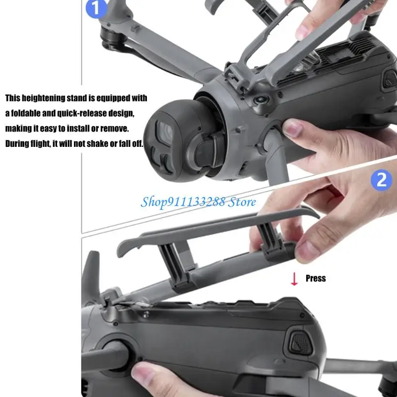 Détail du train d'atterrissage pour DJI 4Pro : patins antidérapants et structure ABS robuste