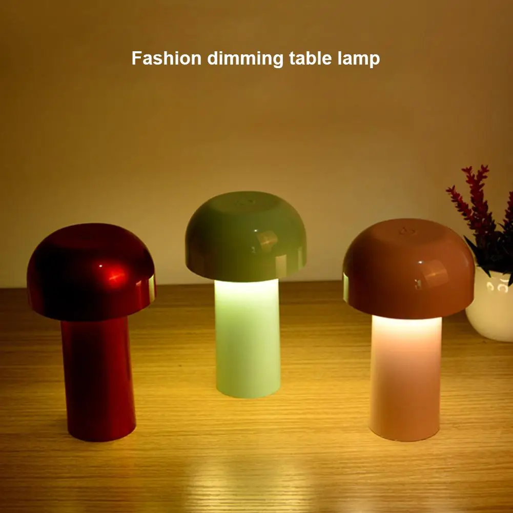 

Mushroom Table Lamp Dimming Night Light Portable Cordless Touch USB Rechargeable Decor Lamp Baby Feeding Bedside Desktop Lamp