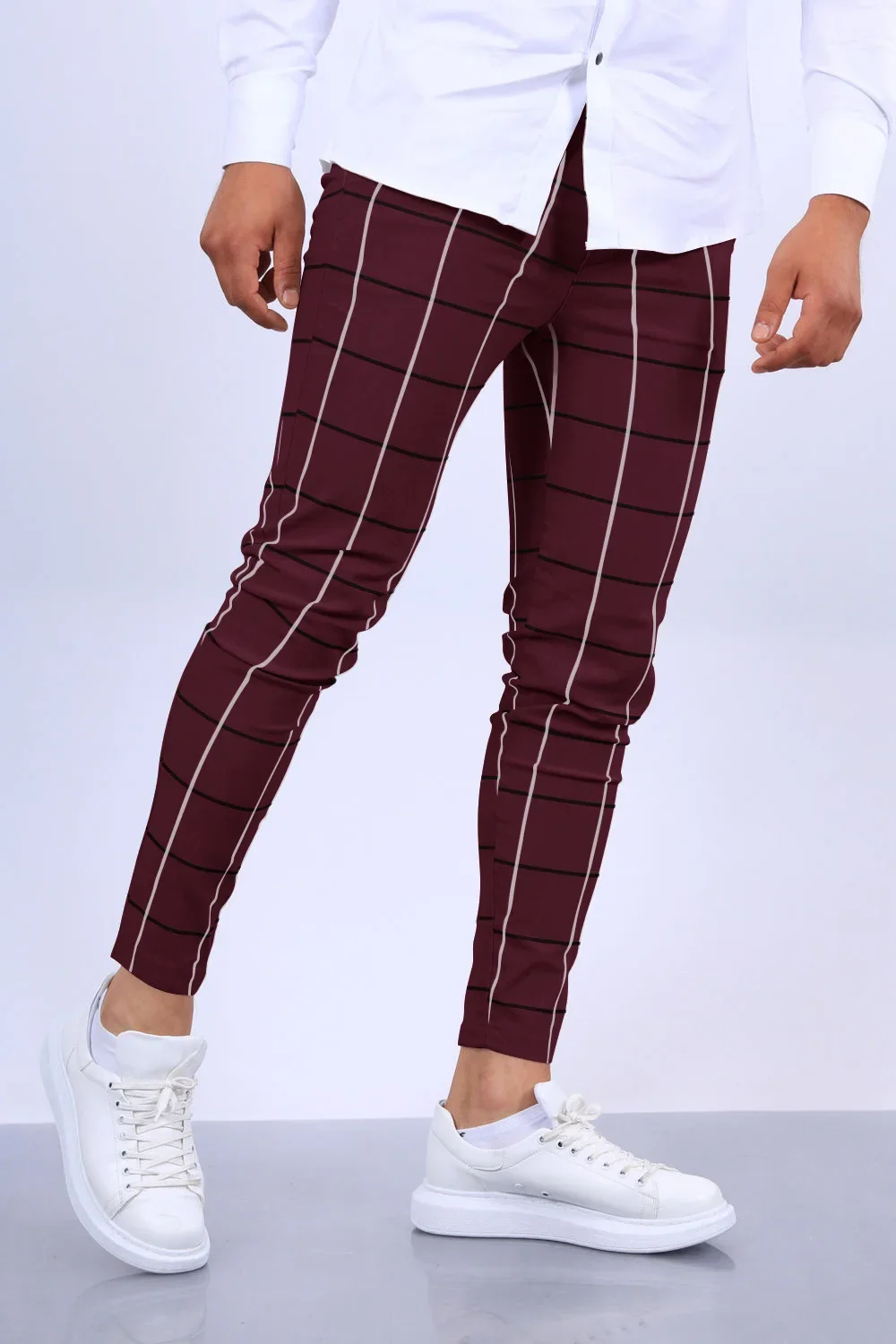 Pantalon rayé maille coupé vert main image 0