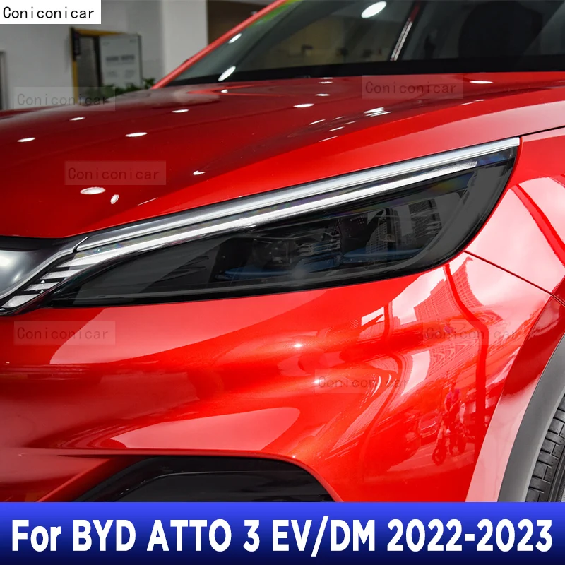 For BYD ATTO 3 EV Electric 2022 2023 DMI Car Headlight Protection Tint Film Smoke Black TPU Protective Light Sticker Accessories