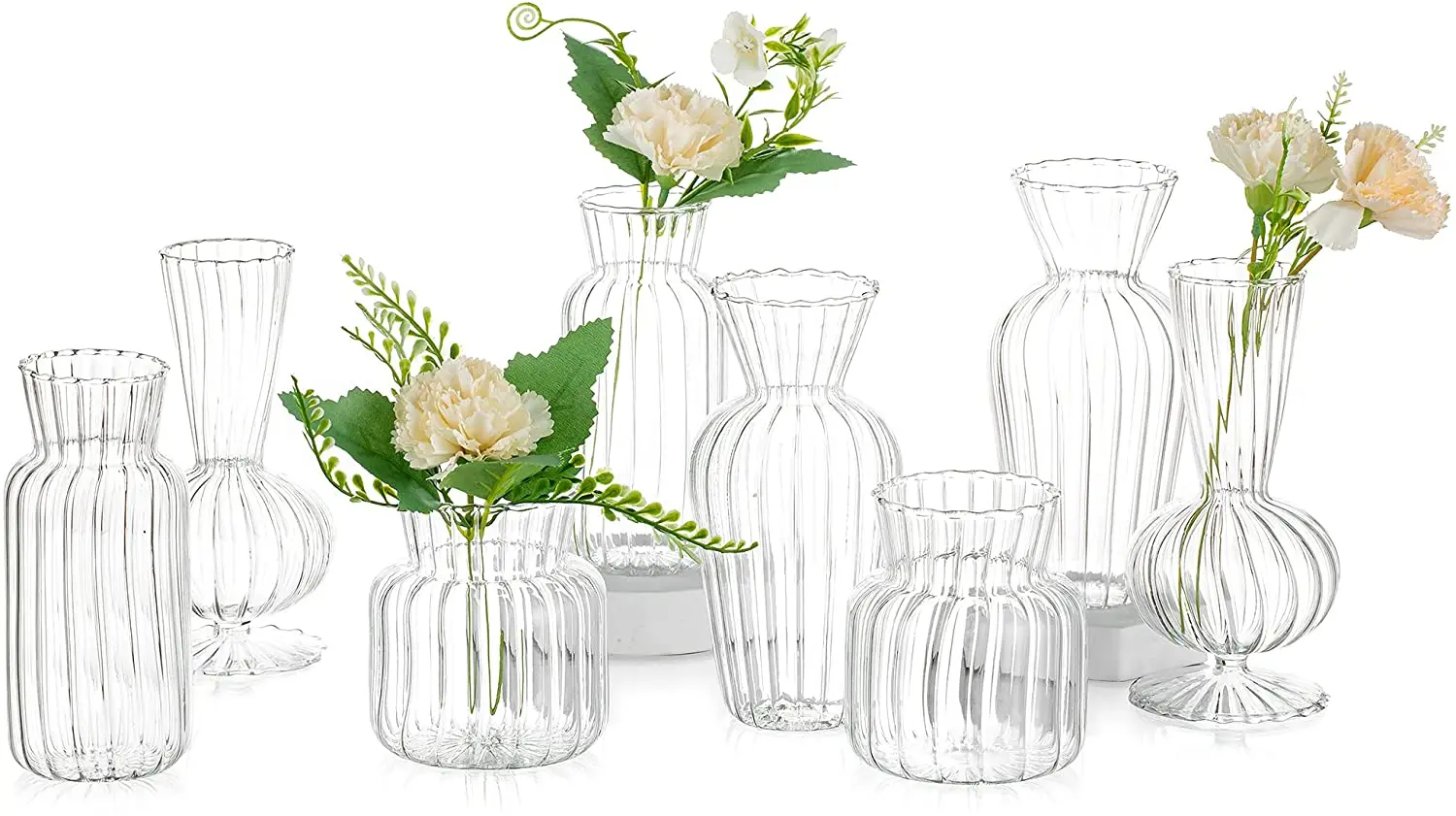8pcs/ Set Small Vase Geometric Stripe Shape, Bud Vases Simplicity ...