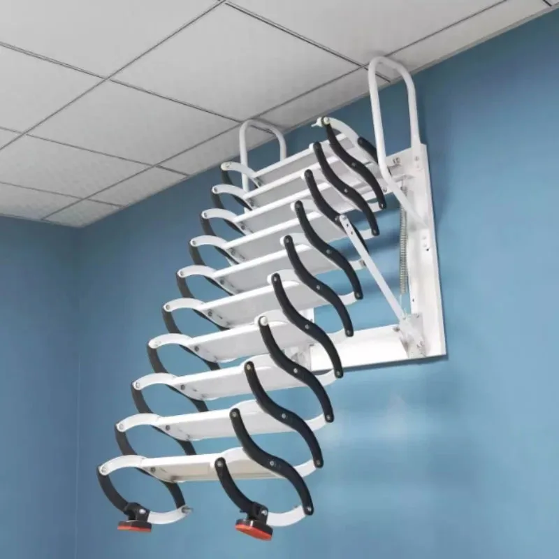 Outdoor Wall-mounted Telescopic Step Ladder telescoping ladder carbon steel Lift Ladders for Home Indoor Space-saving Attic Telescopic Staircase