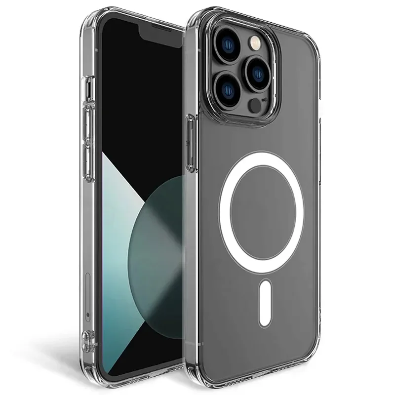 

Прозрачный чехол для Magsafe, Магнитный чехол для беспроводной зарядки для iPhone 14 11 Pro Max 12 13 Mini XR Xs 7 8 Plus SE, жесткий акриловый чехол