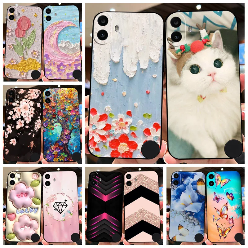 Floral Black Silicone Protective Bumper Case - Soft TPU Cover
