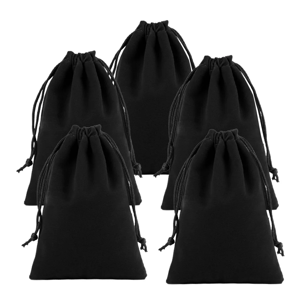 5Pcs 헤어 드라이어 파우치 25x10 Cm 블랙 드로우 스트링 백 다기능 보관 파우치 선물용 부드러운 린트 소재 쥬얼리