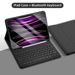Universal Smart Keyboard Case for iPad - Wireless Tablet Cover with Stand and Built-in Touchpad (Black No Mouse)