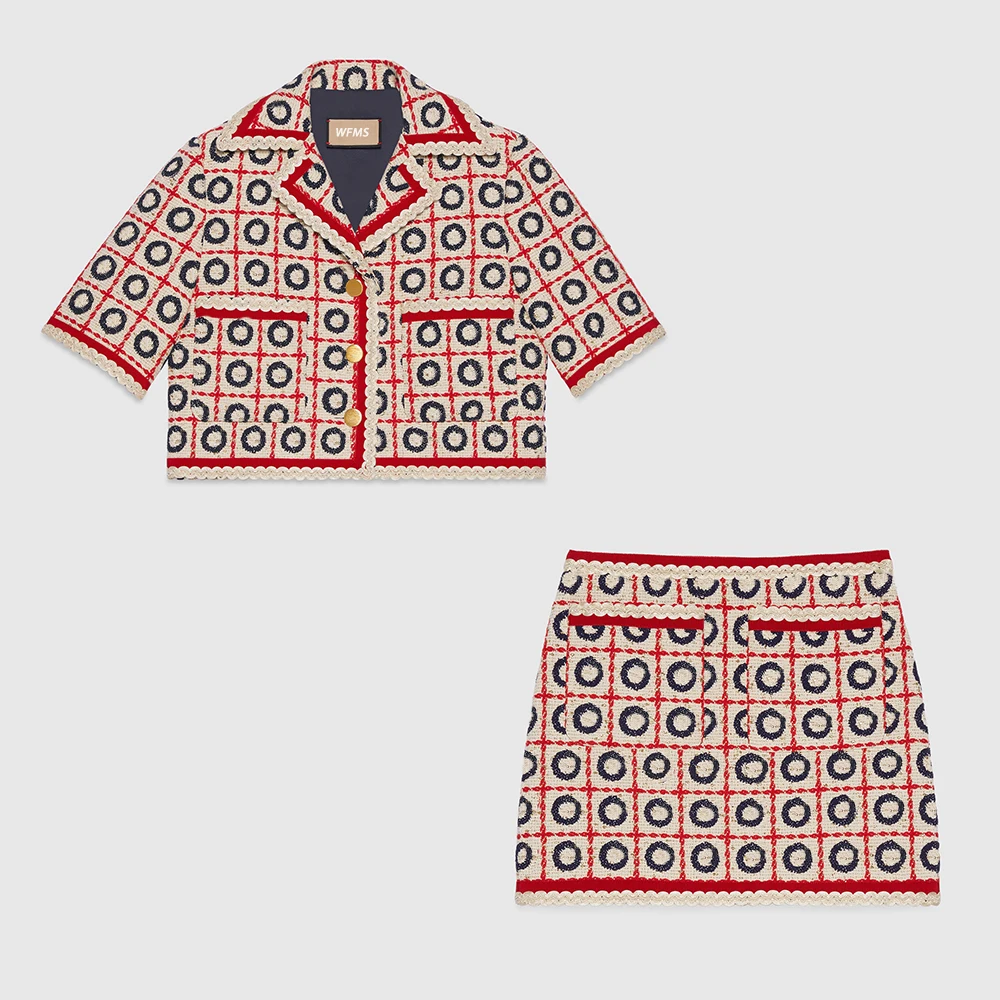 

WFMS MS Check Lamé Tweed Jacket Skirt #wfms6564