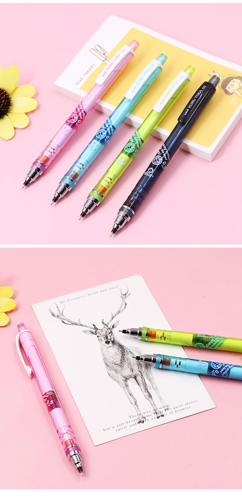 UNI Kurutoga Plus Mechanical Pencil M5-450T - 05mm Automatic Lead Rotation School Supplies