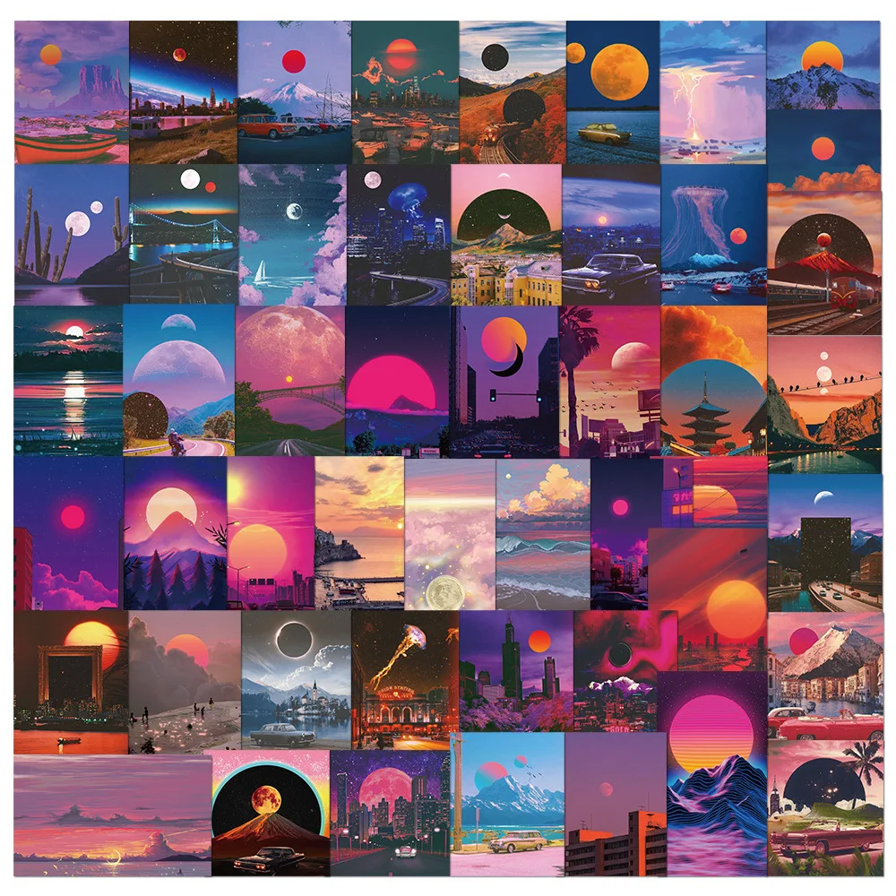 

10/30/50PCS Interesting Beautiful Sunset Graffiti Stickers Toy Luggage Laptop Ipad Skateboard Mobile Phone Car Sticker Wholesale