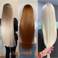 Tissage en lot synthétique lisse en Fiber de haute température, 32 pouces, 200g, ombré, blond, brun, gris, 27/613, reflets M618 6