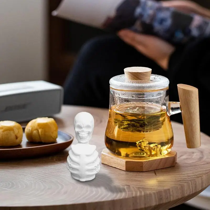 Festive Skull Head Shape Silicone Tea Infuser Tea Strainer Reusable Cute Cartoon Model Infuser Brewing Tool Strainer
