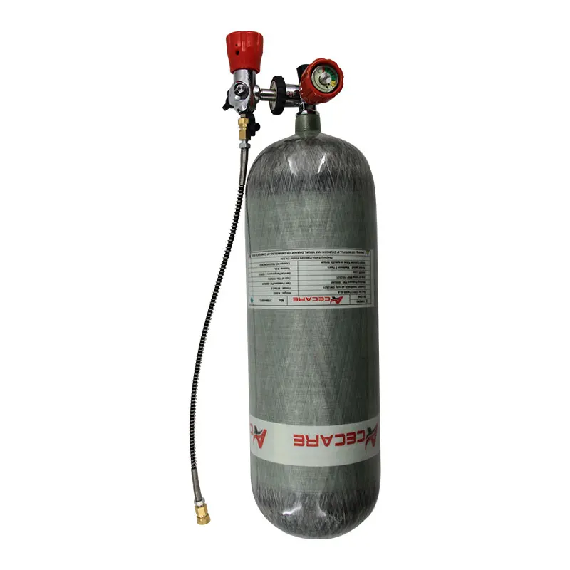 Acecare-tanque de aire de fibra de carbono para buceo, botella de buceo de alta presión de 9L, 4500PSI, válvula de 300bar y estación de limado para buceo SCBA