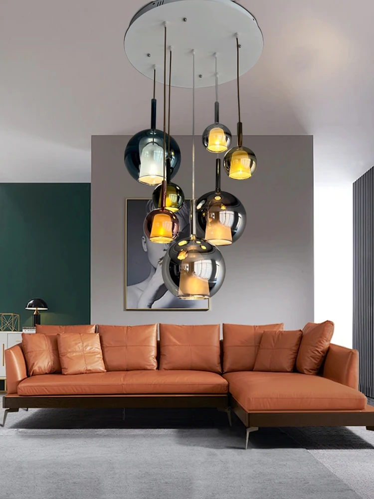 Designer Modern Colorful Glass Ball Ceiling Chandelier for Living Room Decoration Fashion Hanglamp Home-appliance