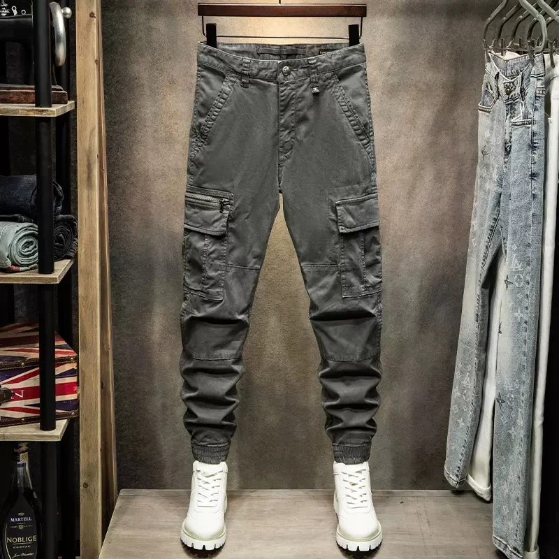 High Street Fashion Men Jeans Loose Fit Multi Pockets Designer Casual Cargo Pants Hombre Camouflage Hip Hop Joggers Men Overalls