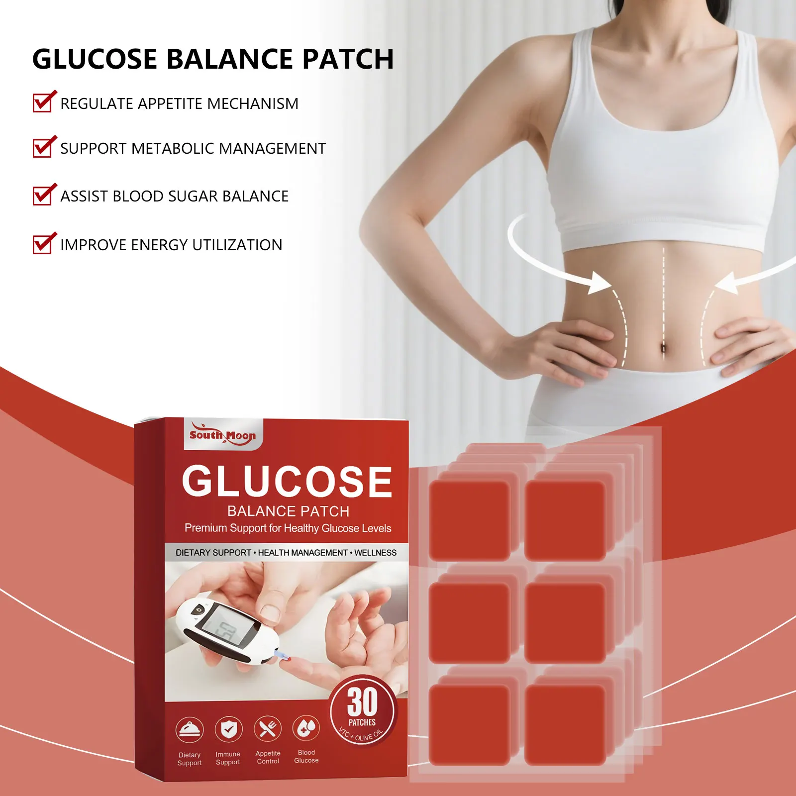 Hypoglycemic Balance Care Patch, Keep Blood Sugar Stable, Reduce Inflammation, Enhance Immunity, Gentle and Breathable 1