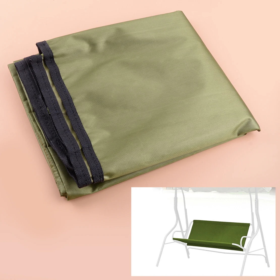 

Green 113 x 94 cm 2-3 Swing Seater Seat Cover Replacement Waterproof for Garden Hammock Bench Outdoor Polyester