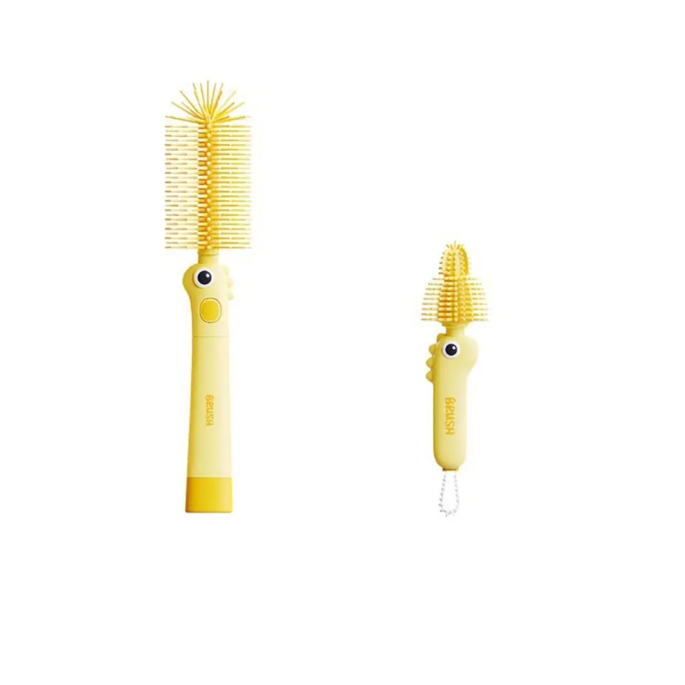 2PCS/SET 3-in-1 Baby Bottle Cleaner Set Silicone 360 Degree Rotation Nipple Brush Multi-functional Long Handle Baby Bottle Brush