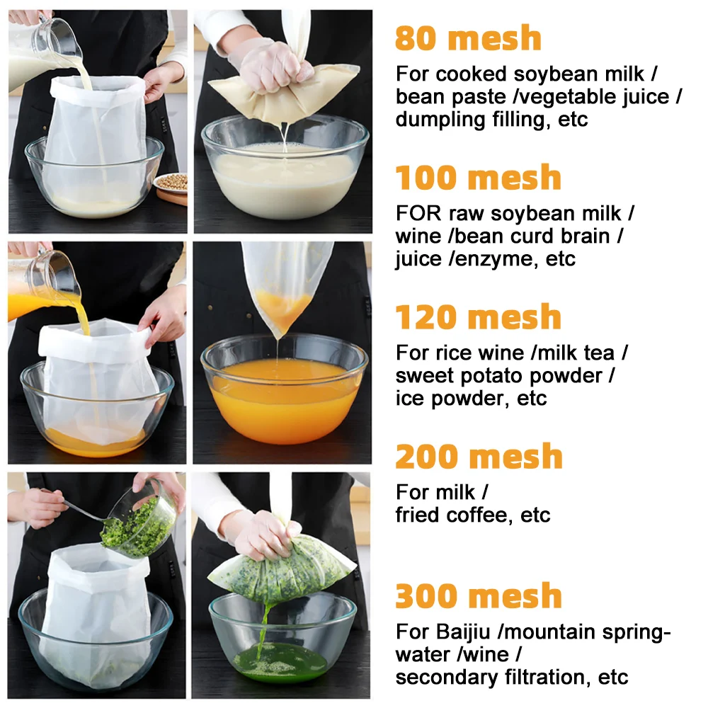 Annvchi Lot De 6 Sacs à Lait De Noix Filtrants - Chiffons Nylon Lavables 3 Tailles Pour Lait Végétal Annvchi Lot De 6 Sacs à Lait De Noix Filtrants - Chiffons Nylon Lavables 3 Tailles Pour Lait Végétal