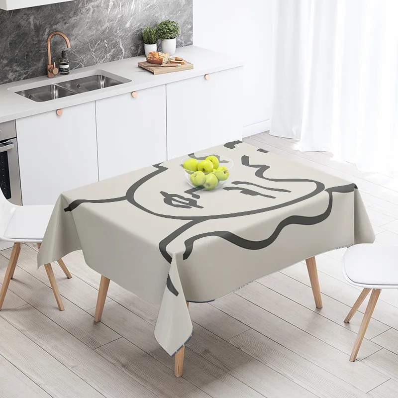 Ins Style Morandi Abstract Geometric Pattern Tablecloth Waterproof and Fade-proof Cafe Nordic Style Decorative Tablecloth 4