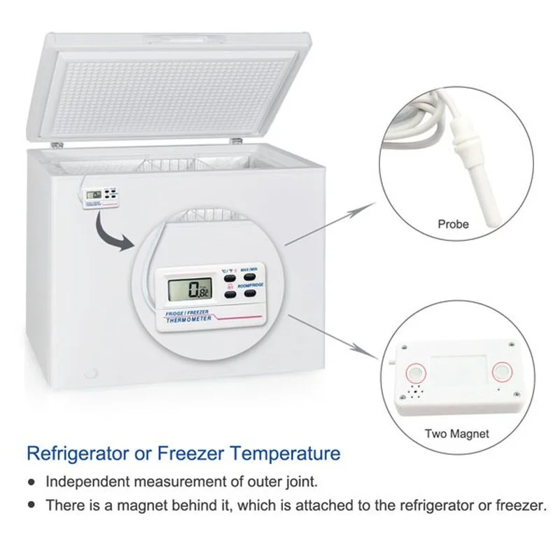 Digital Thermometer Refrigerator Thermometer Digital Thermometer with Alarm Function Refrigerator Freezer Fridge Magnet Thermometer