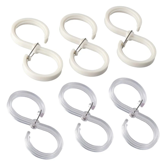 16 pcs Plastic Shower Curtain Hooks Rust Proof Shower Hooks for Shower  Curtain, Shower Curtain Rings with Safety Buckle