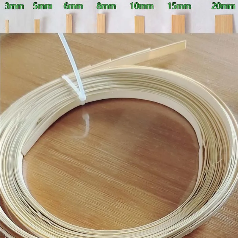 

10 Meters Thiner 0.5mm Thickness Flat Bamboo Strips Handmade DIY Weaving Basket Chair Material Wedding Graden Flower Decoration